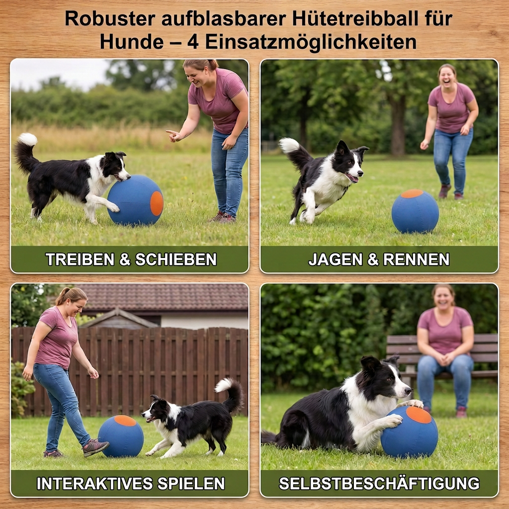 Aufblasbarer, bissfester Hüteball für Hunde – strapazierfähiges, interaktives Spielzeug zum Schieben und Hinterherjagen