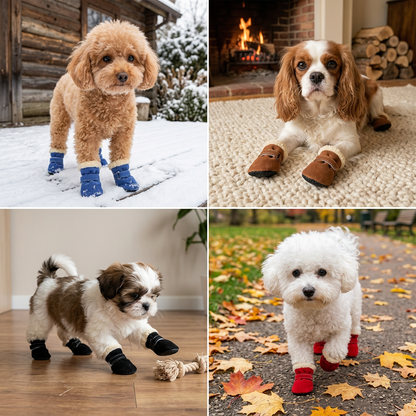 Weiche Samt-Pfotenstiefel für Hunde – Warm & rutschfest