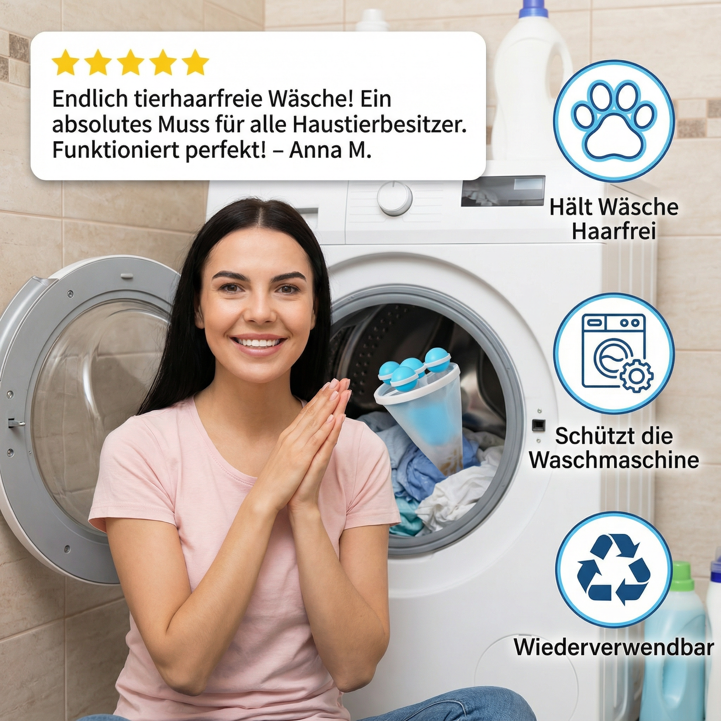 Wäsche Tierhaar Filter für die Waschmaschine – Wiederverwendbarer Fangbeutel