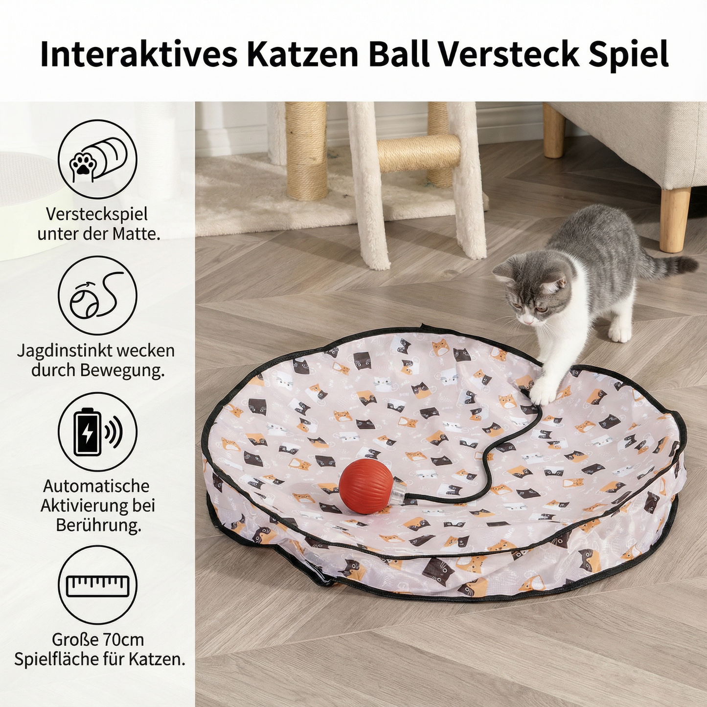 Interaktives Katzen Ball Versteck Spiel