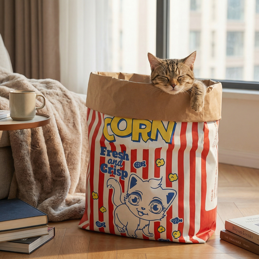 Katzen Schlaf & Spiel Karton Popcorn Tüte